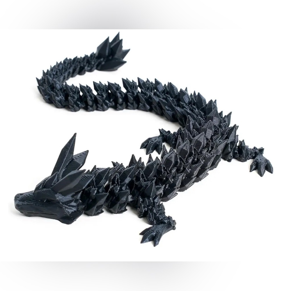 Black 3D printed Dragon Figurine